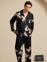 [Musta] SilkSilky-FI Long Sleeve Notkokaulus Miesten Pyjamat 004