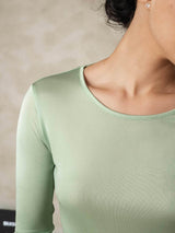 [Vihreä] SilkSilky-FI Long Sleeve Round Neck Naisten Pitkät Alusvaatteet 005