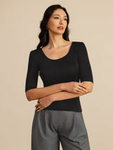 [Musta] SilkSilky-FI Half Sleeve Naisten T-paita 004