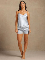 [Harmaansininen] SilkSilky-FI Spaghetti Strap V Neck Camisole Setti 006