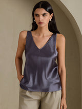 [Tumman Harmaa] SilkSilky-FI Sleeveless V Neck Camisole Top 003