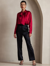 [Viini] SilkSilky-FI Long Sleeve Tie Neck Naisten Puserot 003