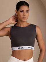[Harmaa] SilkSilky-FI Sleeveless Crew Neck Camisole Top 003