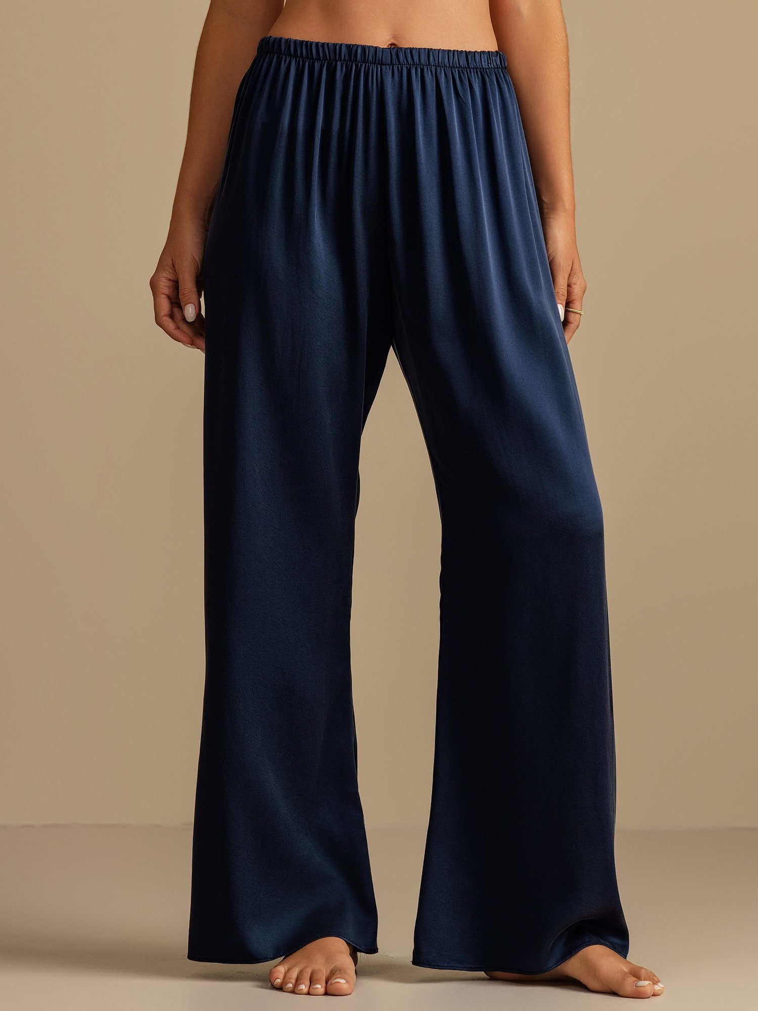 [Tummansininen] SilkSilky-FI 19Momme Womens Sleep Bottoms 006,