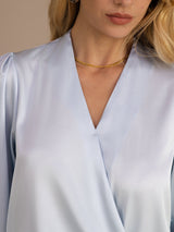 [Vaaleansininen] SilkSilky-FI Long Sleeve Wrap Naisten Puserot 005