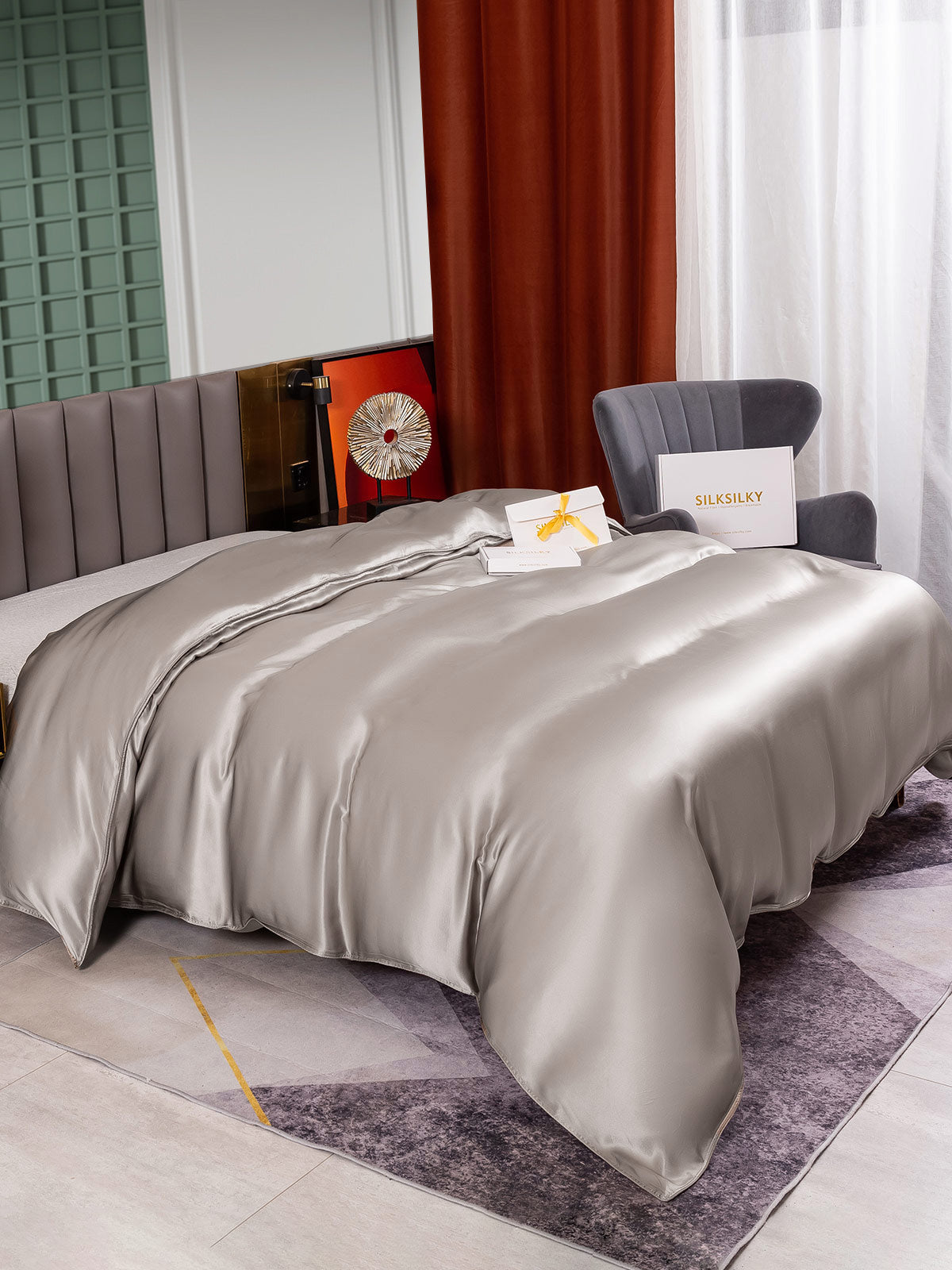 [Harmaa] SilkSilky-FI 25Momme Duvet Cover 004