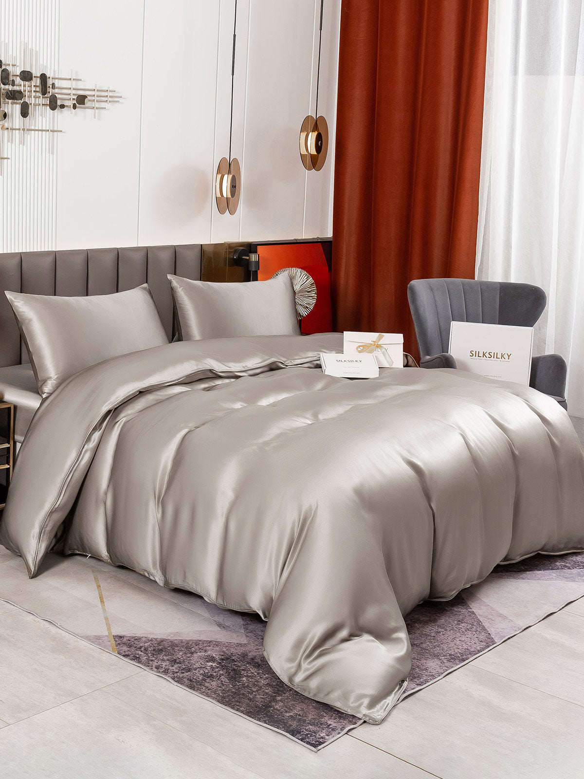 [Harmaa] SilkSilky-FI 19Momme Bedding Set 002