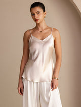 [Beige] SilkSilky-FI Spaghetti Strap V Neck Camisole Top 001
