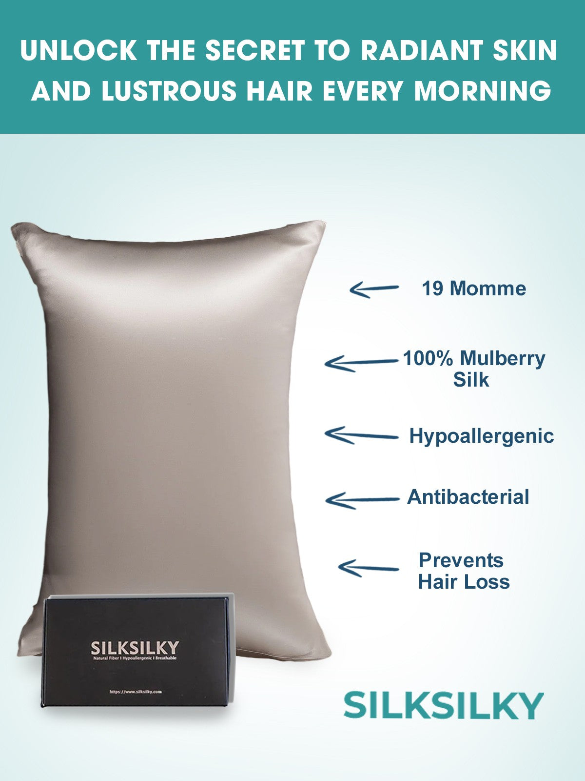 [Harmaa] SilkSilky-FI 19Momme Pillowcase 003