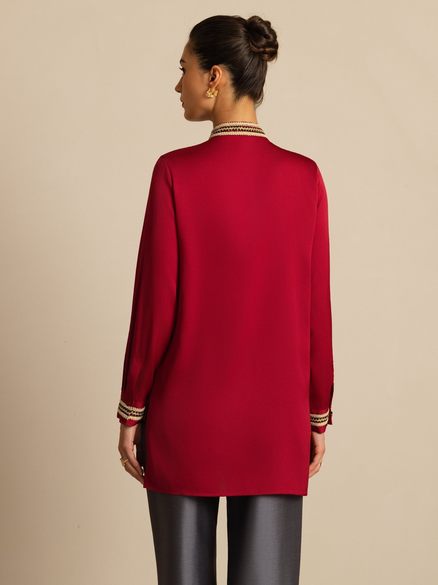 [Viini] SilkSilky-FI 19Momme Silkki Pitkähihainen Pystykaulus Pusero 002