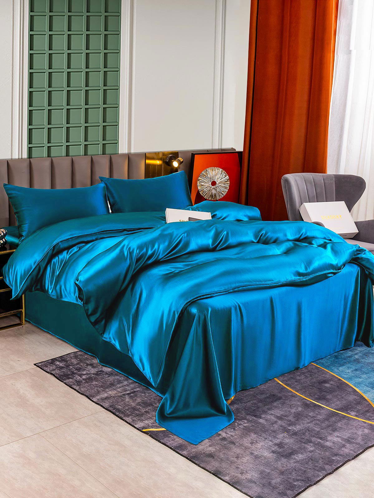 [Sinivihreä] SilkSilky-FI 25Momme Bedding Set 002