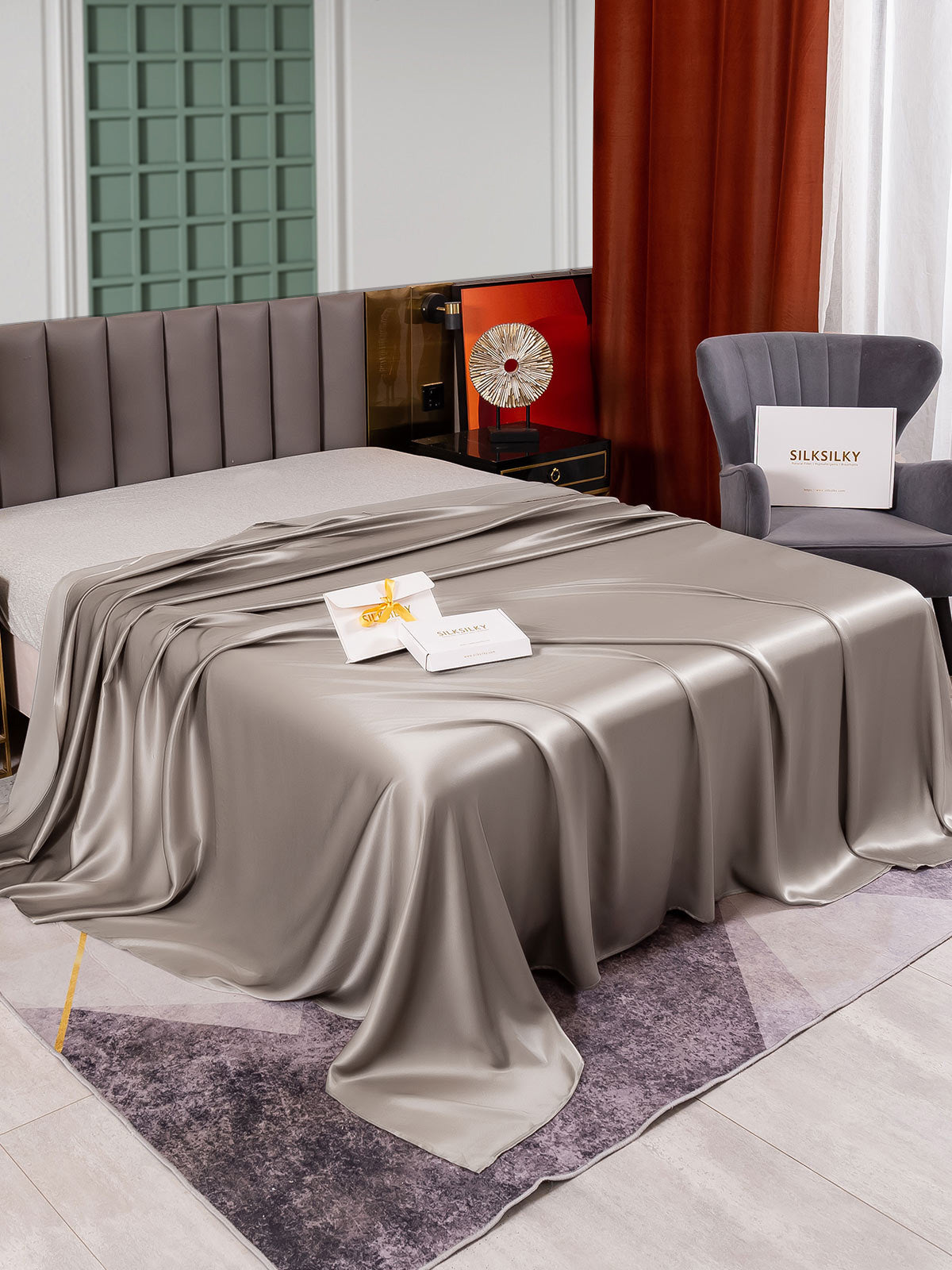 [Harmaa] SilkSilky-FI 25Momme Sheet 001