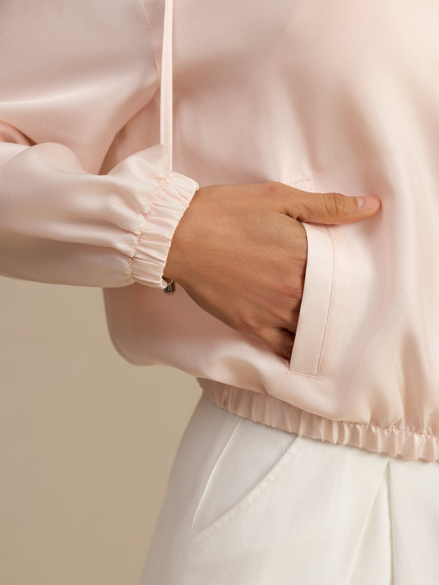 [Pinkki] SilkSilky-FI 18Momme Pitkähihainen Pystykaulus Naisten Päällysvaatteet 005