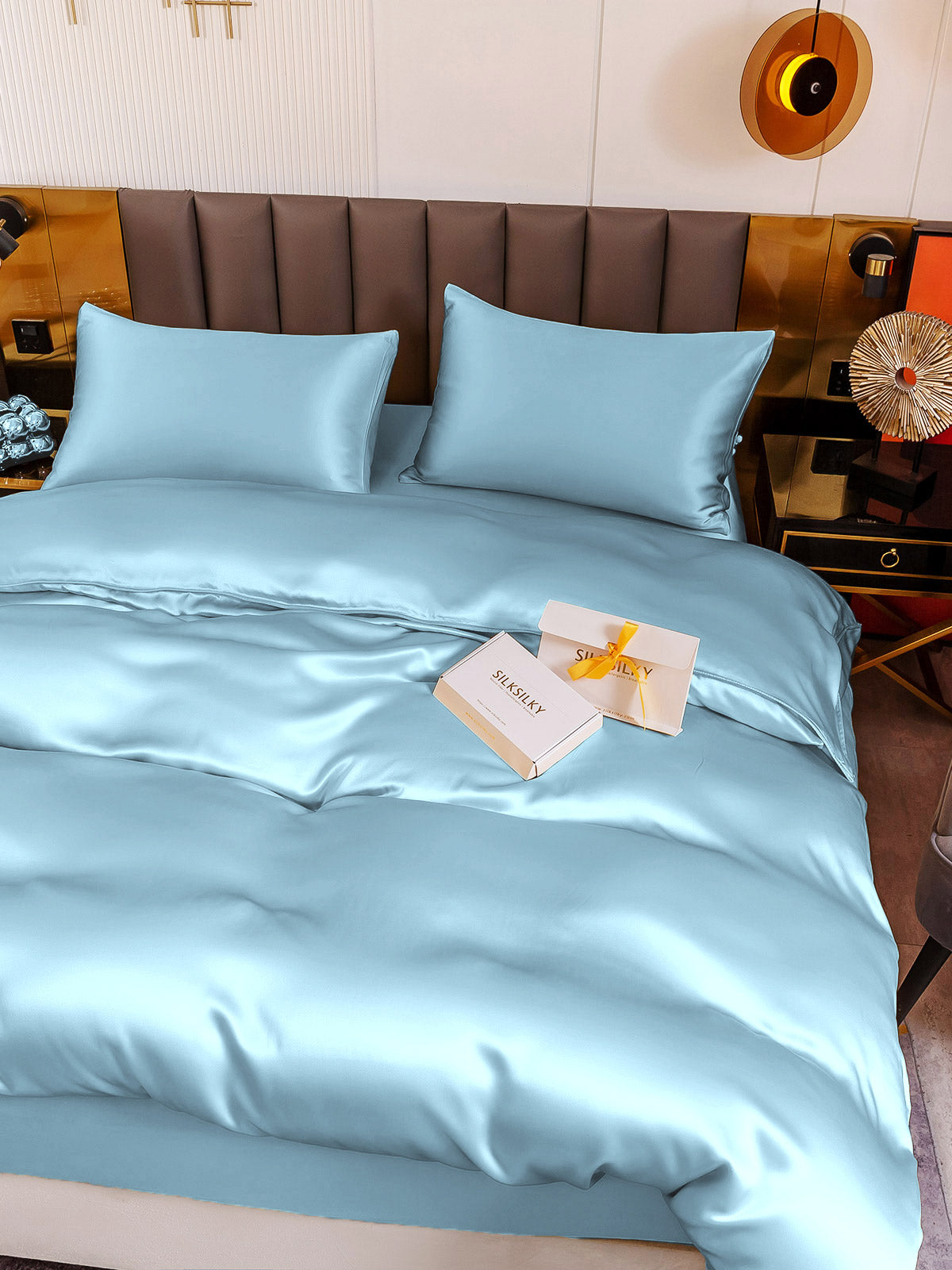 [Vaaleansininen] SilkSilky-FI 19Momme Bedding Set 004