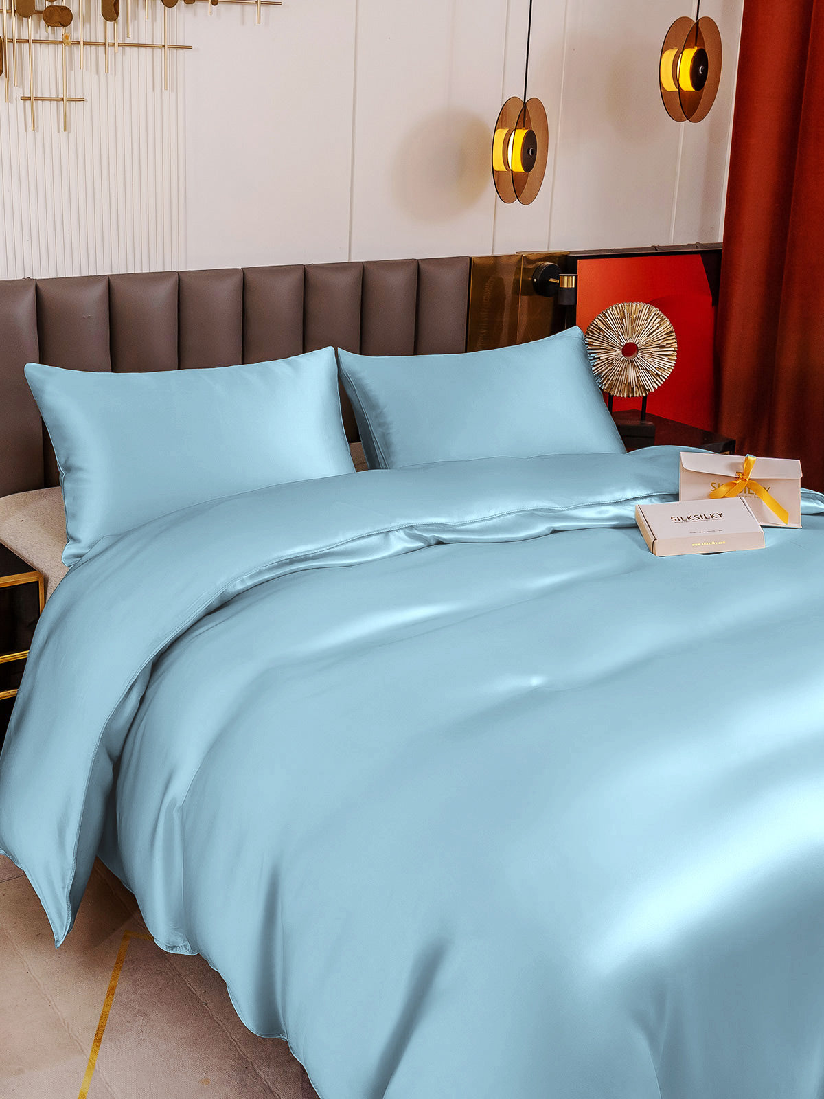 [Vaaleansininen] SilkSilky-FI 19Momme Bedding Set 004