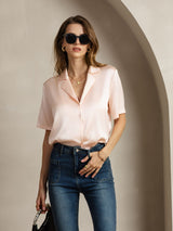 [Pinkki] SilkSilky-FI Short Sleeve Notkokaulus Naisten paita 006