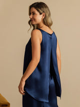 [Tummansininen] SilkSilky-FI Sleeveless Scoop Neck Camisole Top 003