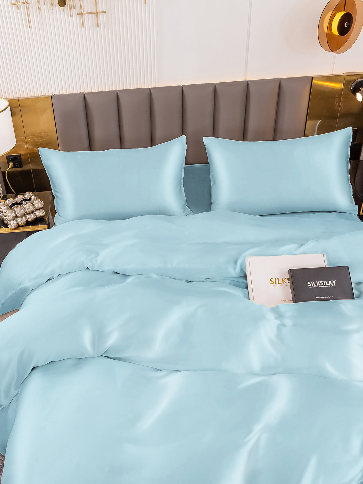[Vaaleansininen] SilkSilky-FI 19Momme Bedding Set 004