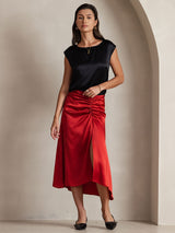 [Musta] SilkSilky-FI Cap Sleeve Round Neck Naisten T-paita 006