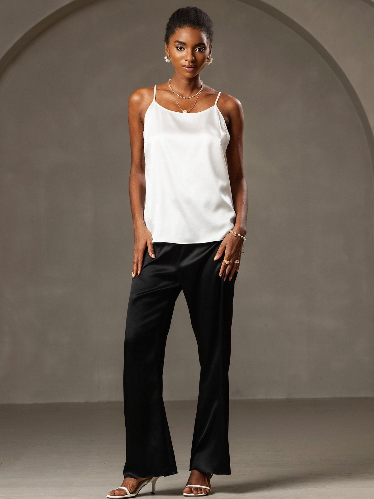 [Valkoinen] SilkSilky-FI 19Momme Camisoles 001