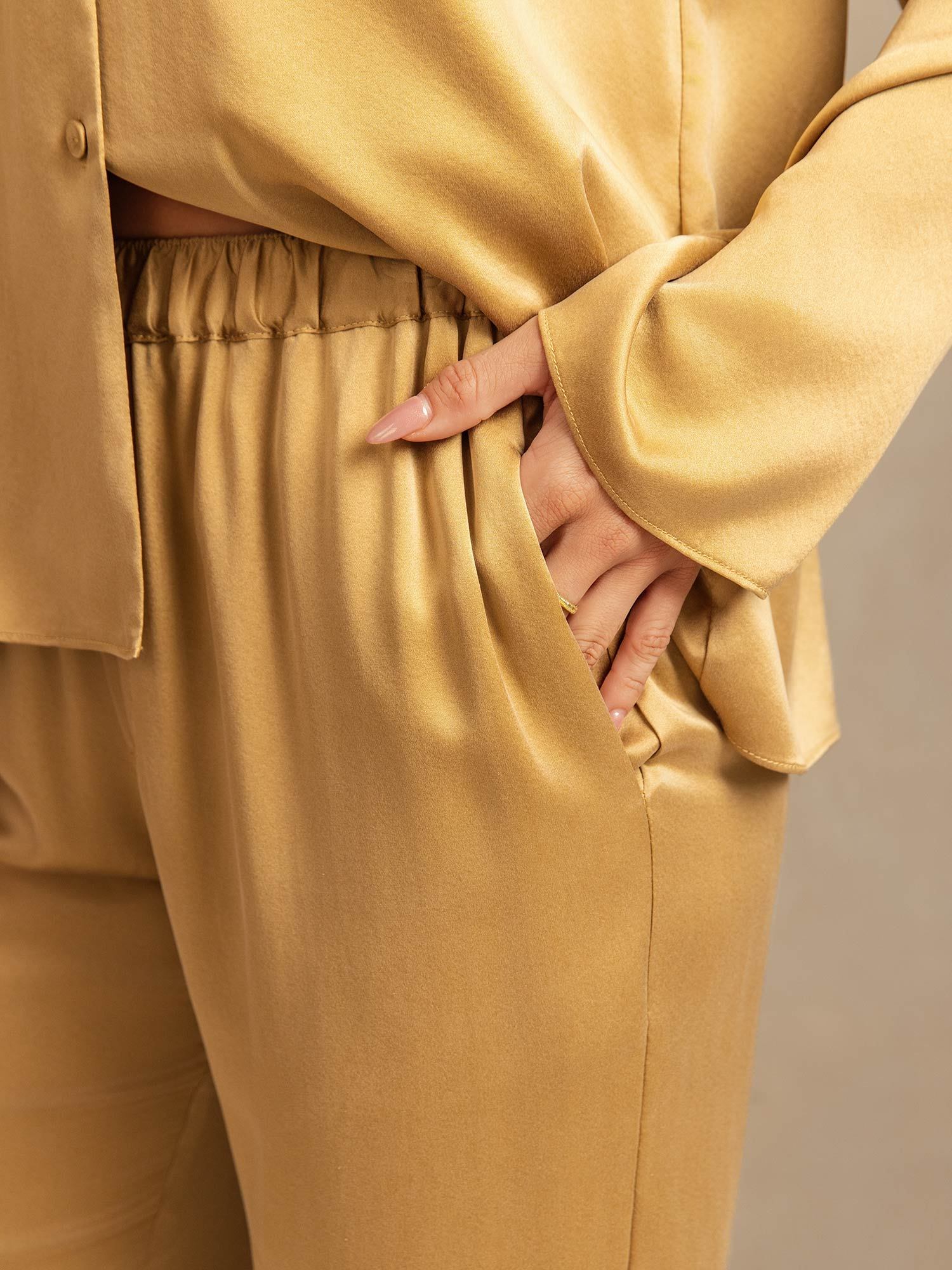 [Tan] SilkSilky-FI 19Momme Womens Pajamas 005