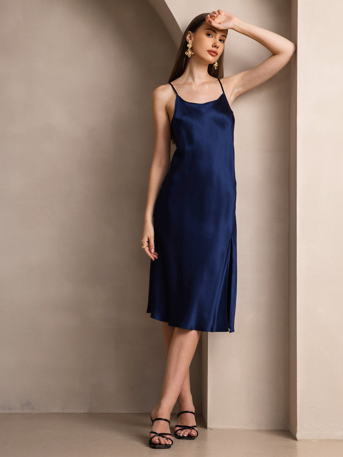 [Tummansininen] SilkSilky-FI Dress 006