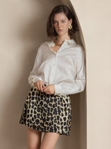 [Valkoinen] SilkSilky-FI Long Sleeve Lapel Collar Naisten paita 004