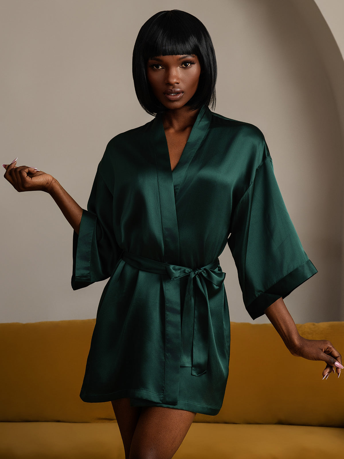 [Tummanvihreä] SilkSilky-FI Womens Robe 005