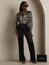[Leopardi] SilkSilky-FI Long Sleeve Lapel Collar Naisten paita 008