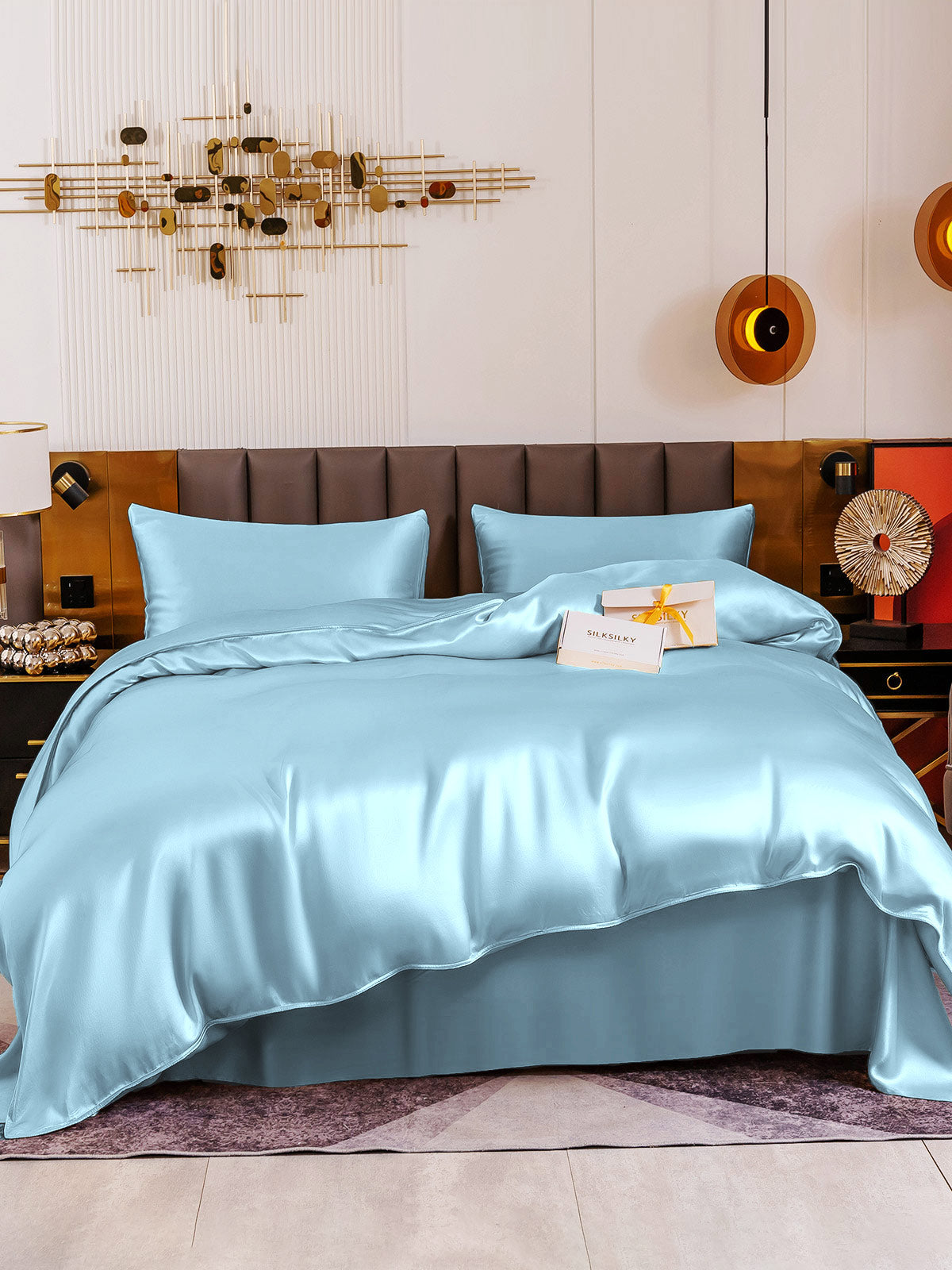 [Vaaleansininen] SilkSilky-FI 19Momme Bedding Set 002