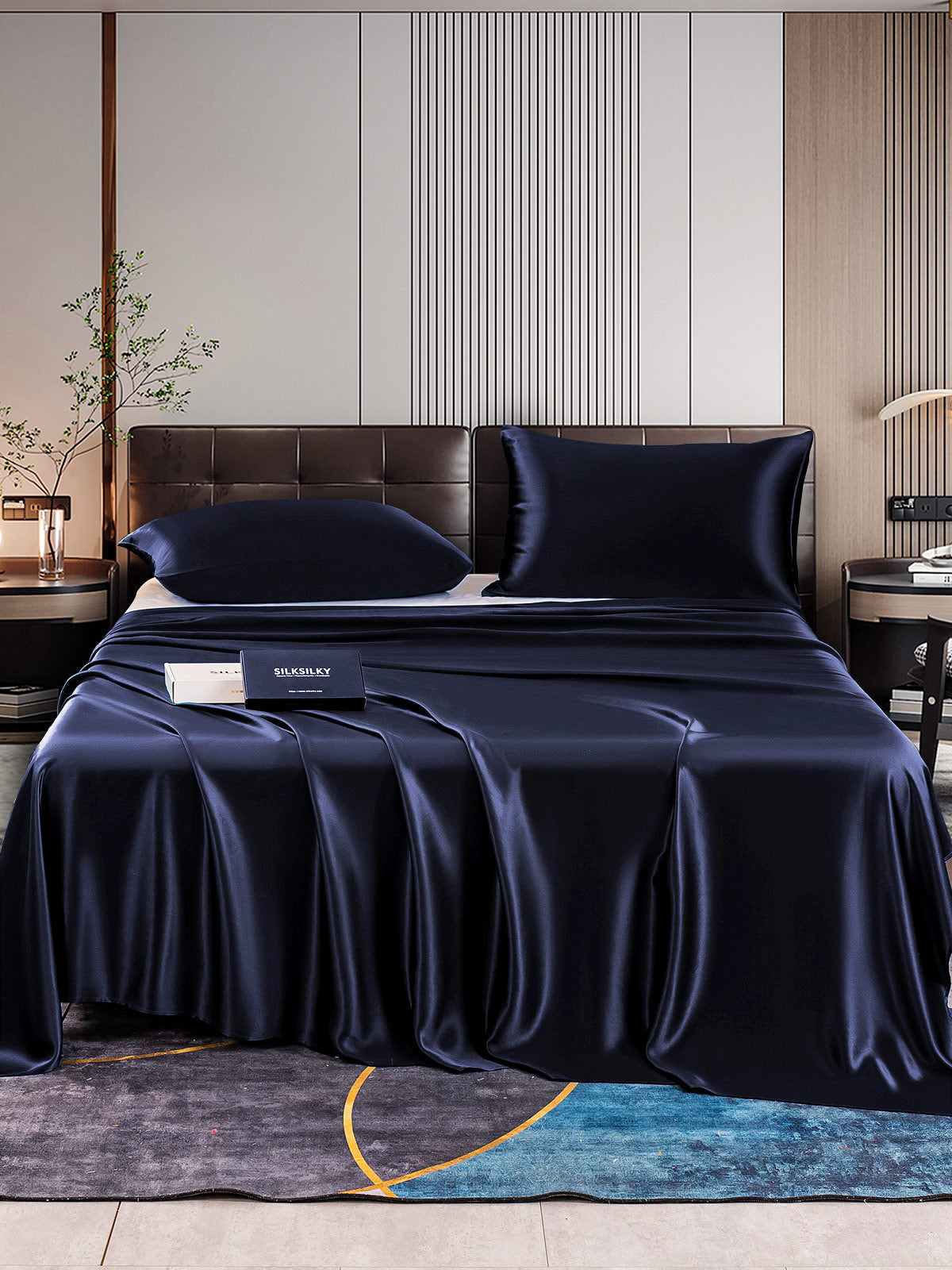 [Tummansininen] SilkSilky-FI 22Momme Bedding Set 001