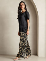 [Multi] SilkSilky-FI Pure Silk Short Sleeve Round Neck Naisten Pyjamat 009