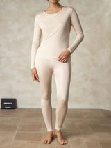 [Tan] SilkSilky-FI Long Sleeve Round Neck Naisten Pitkät Alusvaatteet 003