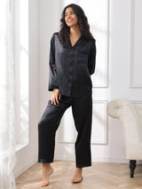 [Musta] SilkSilky-FI Long Sleeve Notkokaulus Naisten Pyjamat 004