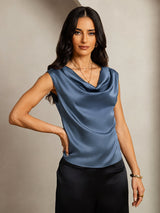 [Aito Petrooli] SilkSilky-FI Cap Sleeve Cowl Neck Naisten T-paita 001