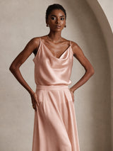 [Toscana] SilkSilky-FI Spaghetti Strap Cowl Neck Camisole Top 001
