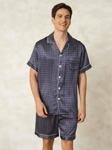 [Laivasto Ginkgo] SilkSilky-FI Short Sleeve Notkokaulus Miesten Pyjamat 001