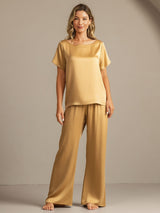 [Tan] SilkSilky-FI 19Momme Naisten Pyjamat 008