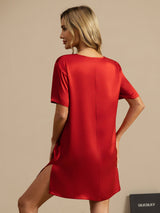 [Viini] SilkSilky-FI Half Sleeve V Neck Yöpaita 002