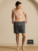 [Musta Ginkgo] SilkSilky-FI Men's Sleep Shorts 007