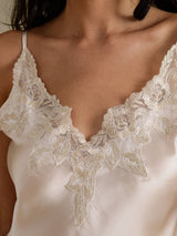 [Beige] SilkSilky-FI Spaghetti Strap V Neck Camisole Setti 004