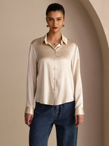 [Riisibeige] SilkSilky-FI Long Sleeve Lapel Collar Naisten paita 002