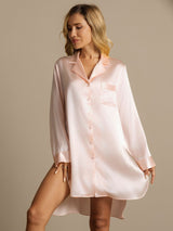 [Vaalea Pinkki] SilkSilky-FI Long Sleeve Lapel Collar Unipaita 005