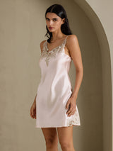 [Pinkki] SilkSilky-FI Spaghetti Strap V Neck Yöpaita 006