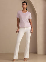 [Laventeli] SilkSilky-FI Short Sleeve V Neck Naisten T-paita 007