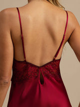 [Viini] SilkSilky-FI Spaghetti Strap Deep V Neck Yöpaita 005