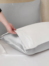 [VaaleanHarmaa+Valkoinen] SilkSilky-FI 22Momme Bedding Set 005,