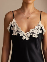 [Musta] SilkSilky-FI Spaghetti Strap V Neck Mekko 004
