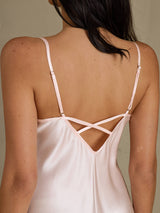 [Pinkki] SilkSilky-FI Spaghetti Strap V Neck Yöpaita 004