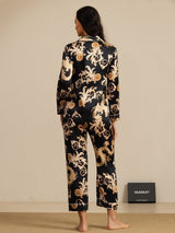 [Musta Lohikäärme] SilkSilky-FI Long Sleeve Notkokaulus Naisten Pyjamat 002